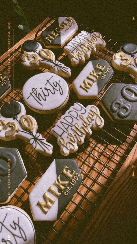 Birthday Decorated Cookies For Men, 30th Ideas For Him, Men’s 35th Birthday, Mens 30th Bday Party Ideas, Birthday Party Ideas 30th For Men, Intimate 30th Birthday Ideas, Husband's 30th Birthday Ideas, 27 Birthday Party Ideas Men, Themed 30th Birthday Party For Men