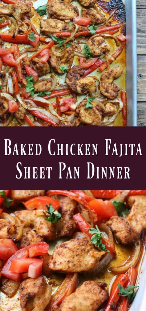 Healthy Baked Chicken Fajita Sheet Pan Dinner - Organize Yourself Skinny Pan Fajitas Chicken, Sheet Pan Fajitas Chicken, Chicken Fajita Sheet Pan, Baked Fajita Chicken, Fajita Sheet Pan, Fajitas Chicken, Sheet Pan Fajitas, Pan Fajitas, Chicken Sheet Pan Dinner