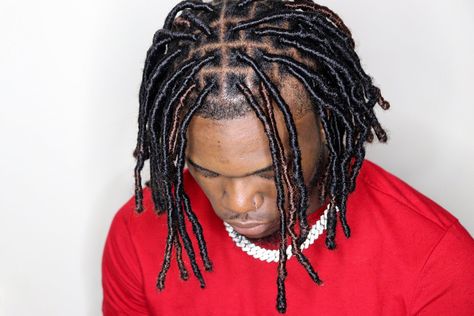 Faux Locs Tutorial {No Crochet} - The Glamorous Gleam % Faux Locs On Men, Faux Locs Hairstyles For Men, Mens Faux Locs, Locs On Men, Crochet Faux Locs Hairstyles, Faux Locs Tutorial, Locs Tutorial, Faux Dreadlocks, Dreadlocks Men