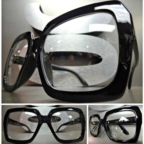 Huge Oversize 70s Vintage Style Clear Lens Eye Glasses Thick Black Fashion Frame Big Sunglasses Women, Glasses Fashion Eyewear, Big Glasses, Funky Glasses, Lenses Eye, Big Sunglasses, Fashion Eye Glasses, Clear Glasses, Stylish Glasses