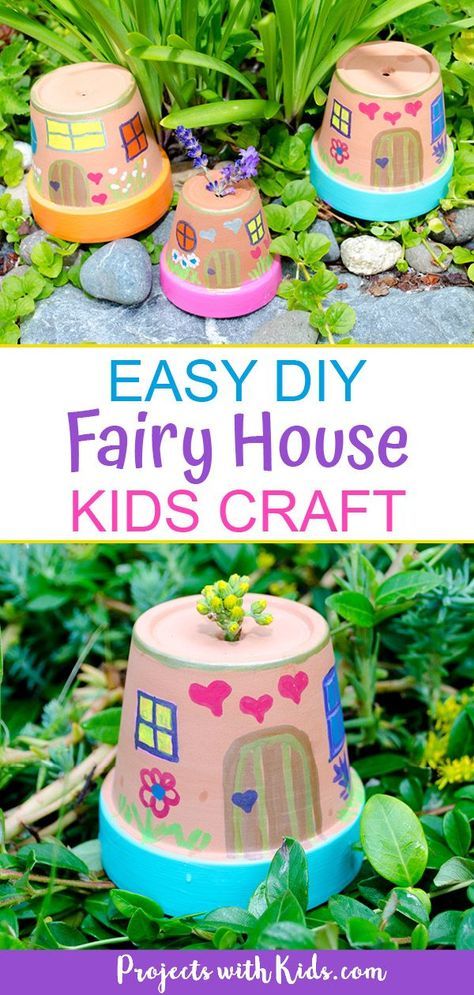 Painted Fairy Houses, Fairy Houses Kids, Kids Fairy Garden, Fairy House Diy, Fairy Garden Crafts, Summer Craft, Fairy Crafts, Summer Crafts For Kids, Diy Fairy