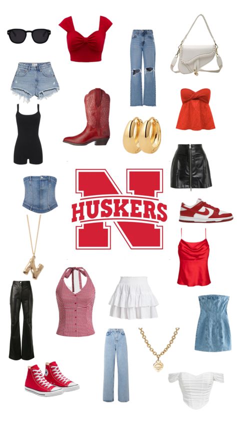 Mix and match game day outfits Day Outfit Ideas, Nebraska Huskers, Game Day Outfit, Gameday Outfit, Day Outfit, Mix N Match, Mix And Match, Nebraska, Game Day