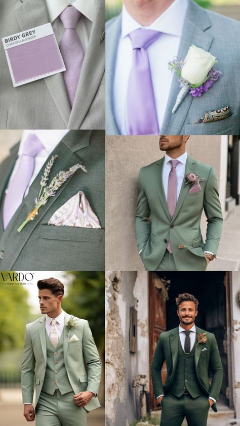 Sage And Lavender Groomsmen, Purple And Green Groomsmen Attire, Lavender Groomsmen Attire, Lavender Sage Wedding, Cross Wedding, Lavender Tie, Groom Wedding Attire, Wedding Palette, Groomsmen Suits