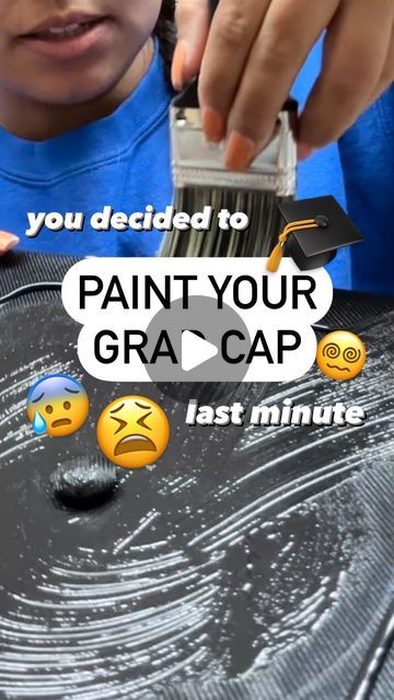 Grad Cap Maker • Sarah on Instagram: "Paint your grad cap … last minute 😰

Here is how to paint your grad cap if you plan on doing it your self. Diy graduation cap, if you will 🙂🎓

#gradcap #graduation" Painting On Graduation Cap, Last Minute Graduation Cap, Painted Graduation Cap Ideas, Hand Painted Graduation Cap, Graduation Cap Designs Painted, Painting Graduation Cap, Grad Cap Painting Ideas, Easy Cap Decorations Graduation, Graduation Cap Designs Easy