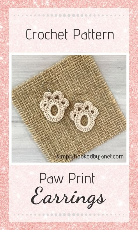 If you love crochet jewelry then you are sure to love this earring pattern! These paw print earrings are the perfect make for any animal lover! Have fun crocheting up several pairs for yourself and friends. #crochet #ilovecrochet #crochetpawprint #pawprintearrings #crochetlife #crochetpattern Crochet Paw Print, Paw Print Earrings, Crochet Jewlery, Steel Crochet Hooks, Confection Au Crochet, Crochet Jewelry Patterns, Crochet Earrings Pattern, Crochet Simple, Quick Crochet