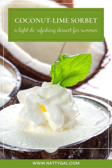 Need a light & refreshing dessert for the summer months? This Coconut-Lime Sorbet is easy and oh, so delicious. #easyrecipes #lightrecipes #sorbet #easydesserts #summerdesserts Dessert For Summer, Sorbet Is, Coconut Sorbet, Lime Sorbet, Thai Cooking, Sorbet Recipes, Unsweetened Coconut Milk, Refreshing Desserts, Hearty Dinner