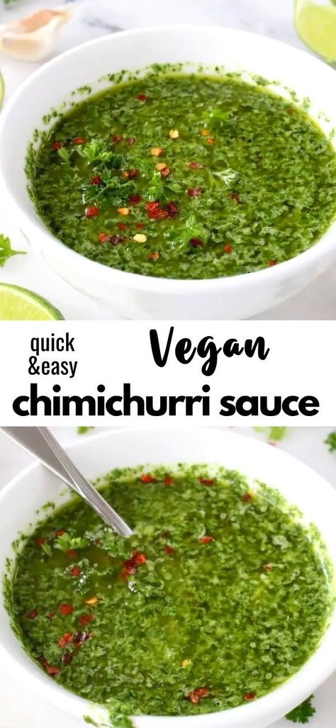 Recipe With Parsley, Chimichuri Sauce, Easy Chimichurri Sauce, Chimichurri Sauce Recipe, Vegan Steak, Gluten Free Plant Based, Chimichurri Recipe, Quick Healthy Dinner, Chimichurri Sauce