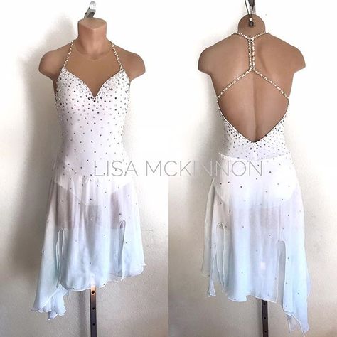 Lisa Mckinnon, Flowy Figure Skating Dresses, Elegantique Iceskating Dress, Figure Skating Costumes Dresses, White Figure Skating Dress, Lisa Mckinnon Skating Dress, Jazzy Figure Skating Dress, Skating Dress Patterns, Competition Skating Dress