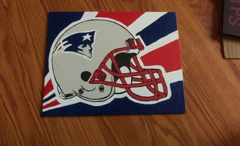 Patriots Painting On Canvas, Patriots Painting, Superman Crafts, Patriot Football, Football Painting, Sport Painting, New England Patriots Cheerleaders, Football Paintings, Artsy Vibe