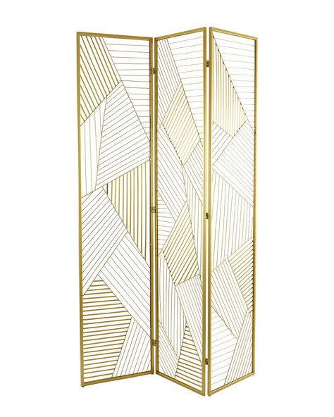 Peyton Lane Geometric Metal Hinged Foldable Partition 3 Panel Room Divider Screen / Gilt Foldable Partition, Paneled Room, Panel Partition, Metal Room Divider, Folding Screen Room Divider, Metal Room, Wood Room Divider, 4 Panel Room Divider, Partition Screen