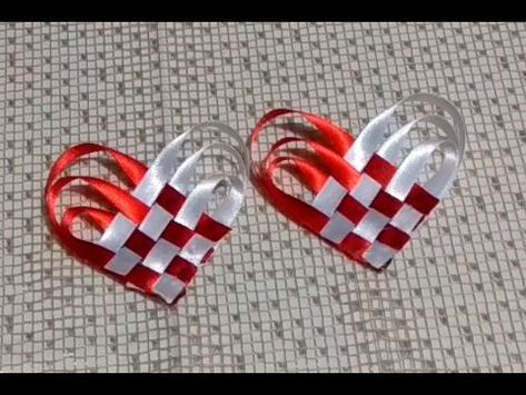 HOW TO: Make a Valentines Day "Woven Heart" Hair-Clip - YouTube Ribbon Fish, Heart Video, Valentine Hair Bows, Woven Heart, Diy Ribbon Flowers, Ribbon Crafts Diy, Ribbon Sculpture, Fabric Flower Tutorial, Cross Heart