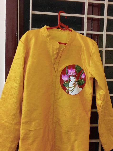 Jacket Painting, Simple Anarkali, Clothes Painting, God Painting, Cloth Painting, Cake Design Inspiration, Buddha Art Drawing, Kurti Sleeves Design, Fabric Paint Diy