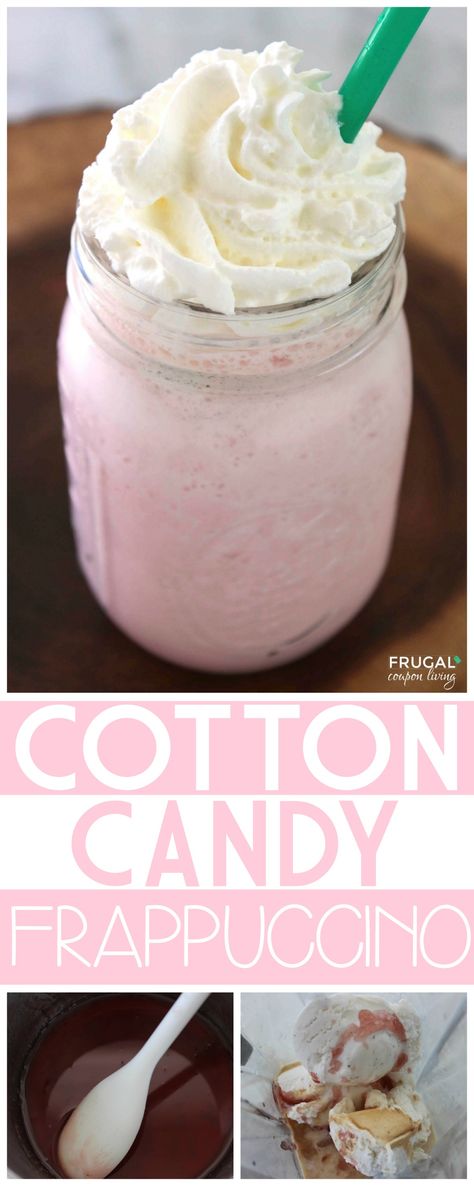 Cotton Candy Frappuccino, Frappuccino Starbucks, Kids Drinks, Chocolate Brigadeiro, Frappuccino Recipe, Copycat Starbucks, Copycat Starbucks Recipes, Starbucks Drinks Recipes, Starbucks Copycat