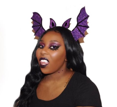 here’s a quick vampire glam look for halloween and for ONLY $1! #vampire #halloweenmakeup Purple Vampire Costume, Women’s Vampire Makeup, Vampire Glam, Women’s Vampire Make Up, Vampire Cosplay Costume With Long Sleeves, Glam Bat Makeup, Vampire Bat, Glam Look, Halloween Makeup Looks