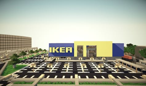 IKEA Furniture Store Minecraft Map Minecraft Furniture Store, Ikea Minecraft, Grocery Store Minecraft, Ikea Building, Minecraft Stores Ideas, Minecraft City Ideas, Store Minecraft, Minecraft Stores, Minecraft Modern City