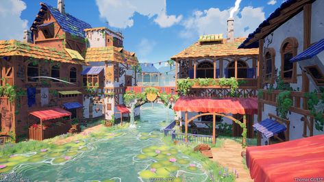 UE5 - Blender - Stylized Environment Concept Art Medieval, Stylized Environment Concept Art, Medieval Marketplace, Stylized Water, Stylized Environment, Art Medieval, Water City, Environment Concept Art, New Project