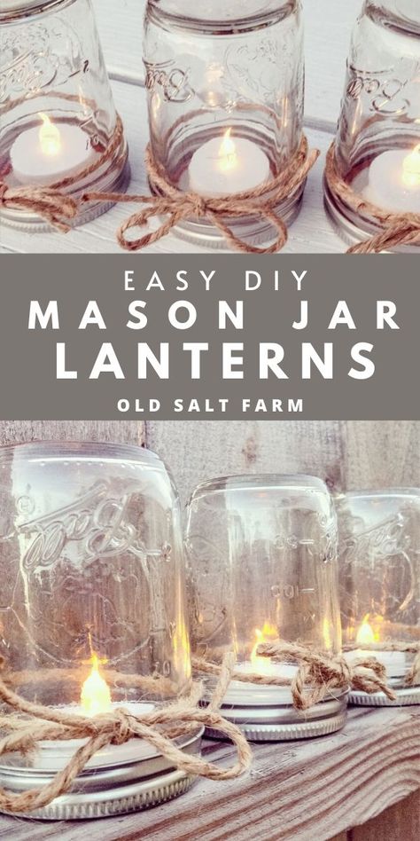 Lanterns Table, Mason Jar Tea Lights, Weddings Outdoor, Table Lanterns, Mason Jar Lanterns, Pint Mason Jars, Diy Mason Jar, Mason Jar Projects, Outdoor Party Lighting