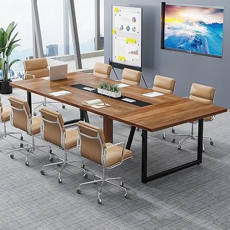 Amazon.com: Tribesigns 8FT Conference Table, 94.49 L x 47.24 W x 29.53 H Inches Large Meeting Table/Podcast Table for 10 People, Business Style Wooden Training Table with Strong Metal Frame for Office Conference : Office Products Podcast Table, Table For 10, Training Table, Conference Room Tables, Training Tables, Boardroom Table, Grande Table, Meeting Table, Business Furniture