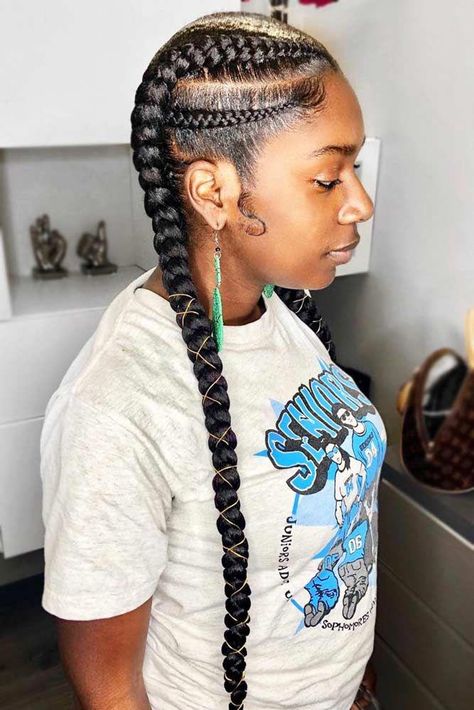 Cute Double Ghana Braids #braids #naturalhair ❤️ Whatever black braided hairstyles African Americans show up with always look amazing! Want to be on point too? Dive in our gallery: Senegalese twists, cornrows, simple braided updos, and lots of protective styles for women are here! ❤️ #lovehairstyles #hair #hairstyles #haircuts #blackhair Black Braided Hairstyles, Two Braid Hairstyles, Twisted Hair, Ghana Braids, Feed In Braids Hairstyles, Quick Braided Hairstyles, Braided Ponytail Hairstyles, Micro Braids, Feed In Braid