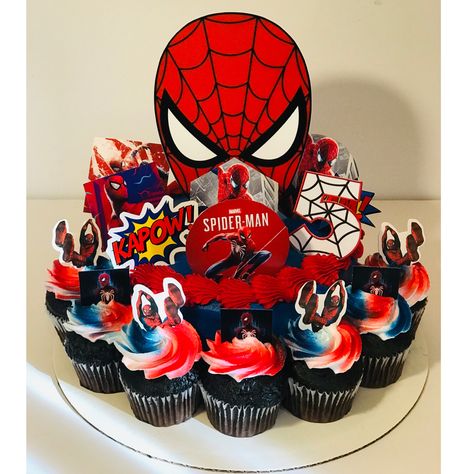 Spider Man Cake With Cupcakes, Spidey And His Amazing Friends Pull Apart Cupcakes, Spider Man Cake, Man Cake, Party Cupcakes, Pull Apart Cupcakes, 4th Birthday Cakes, Spiderman Party, Spiderman Cake