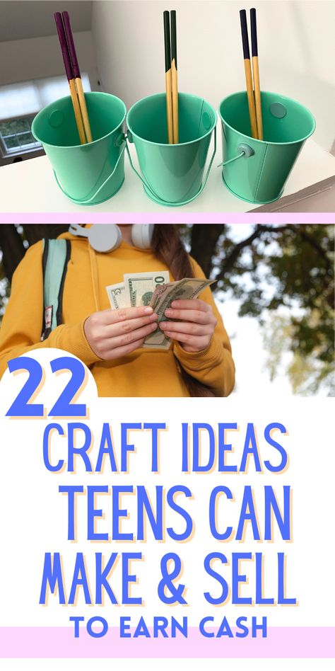 Craft ideas teens can make and sell to earn extra cash. Teens are always looking for ways to earn extra cash - these DIY crafts are easy and a great thing to sell at farmer's markets, fairs, entrepreneur fairs, market days at school, etc. What To Make And Sell At Craft Shows, Teen Crafts Ideas, Market Day Ideas For Kids To Sell, Crafts For Teens To Make For Room, Crafts For Teen Boys, Craft Ideas For Teen Girls, School Market Day Ideas, Craft Projects For Teens, Things To Sell At School