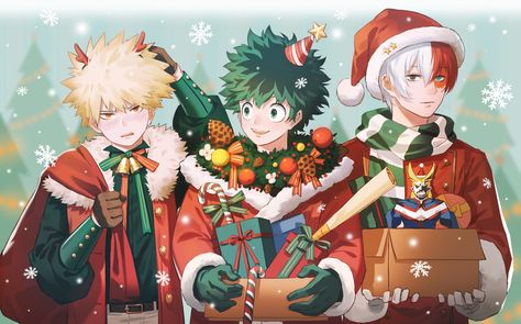 Anime Christmas, Academia Wallpaper, Boys Wallpaper, My Hero Academia Episodes, Fan Fiction, Hero Academia Characters, My Hero Academia Manga, Izuku Midoriya, Christmas Wallpaper