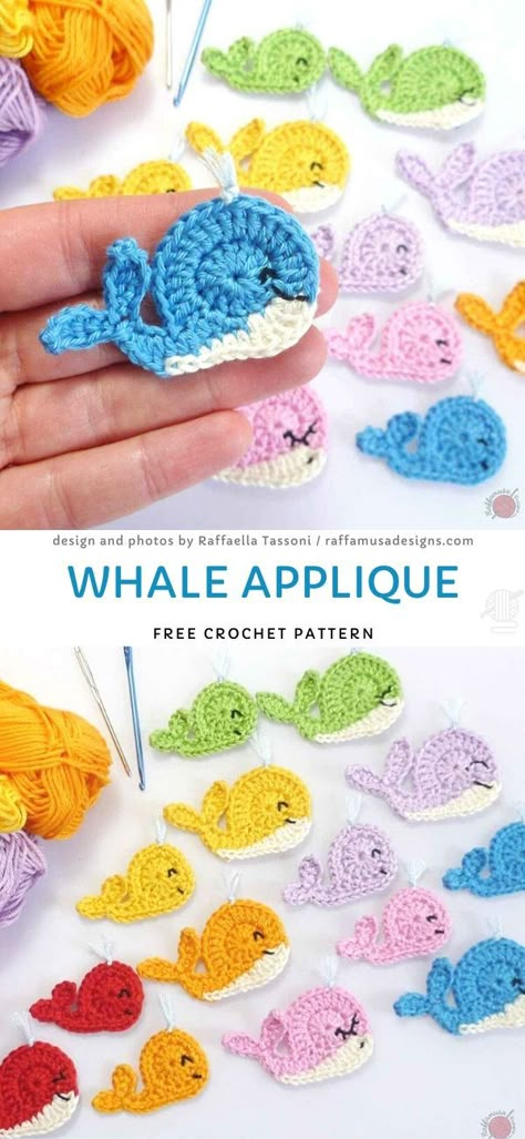 Quick and Easy Crochet Applique - Pattern Center Bed Cape, Football Crochet, Whale Applique, Appliques Au Crochet, Crochet Feather, Crochet Whale, Crochet Applique Patterns Free, Crochet Appliques, Baby Blankie