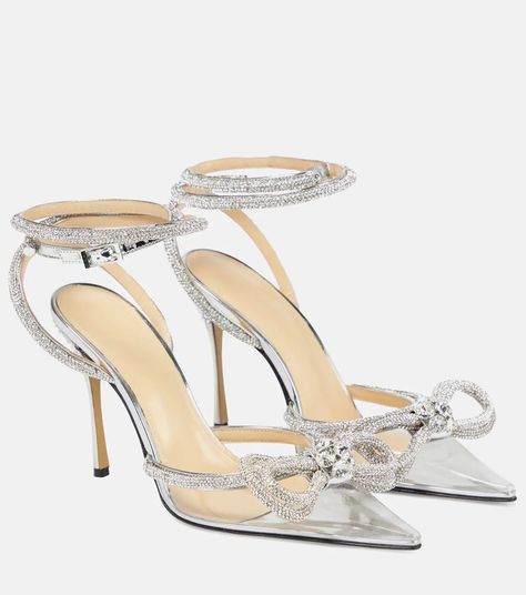 Mach And Mach Heels, Shoe Staples, Luxury Heels, Embellished Heels, Sparkly Heels, Silver Pumps, Double Bow, Designer Pumps, Bow Heels