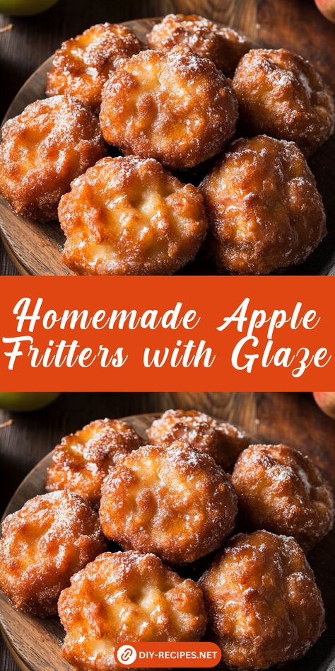 Make homemade apple fritters with this easy recipe! Soft, apple-filled fritters fried to perfection and topped with a sweet vanilla glaze. A delicious treat for any occasion! Homemade Apple Fritters Easy, Fried Apple Fritters Recipe, Air Fried Apple Fritters, Apple Fritters Recipe Easy Fried, Baked Apple Fritters Oven, Apple Fritters Bites Recipe, Apple Fritters Recipe Air Fryer, Apple Fritters Recipe Easy, Baked Apple Fritters Recipe