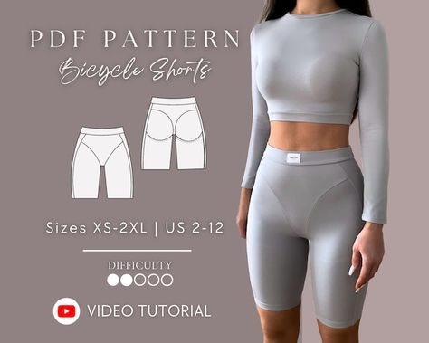 Gym Workout Wear, Shorts Sewing Pattern, Shorts Sewing, Diy Shorts, Bicycle Shorts, Lycra Fabric, Sewing Pattern Sizes, Fabric Medium, Gym Wear