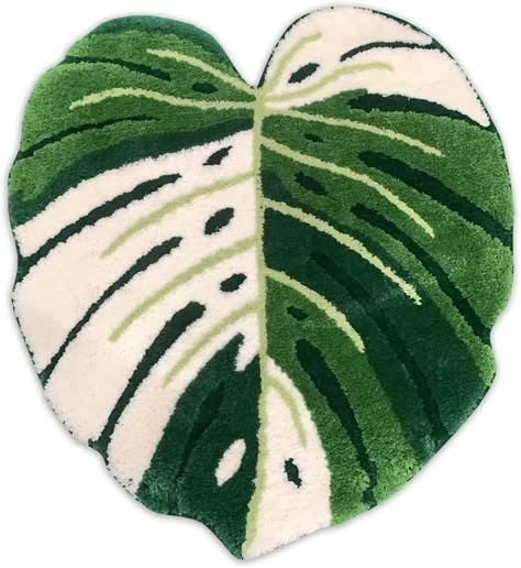 FrecklePot Albo Monstera Non Slip Bath Mat or Kitchen Tufted Rug | Plant Leaf Shaped Kids Pets Floor Mat Carpet, Green, 30" x 28" Carpet Green, Tufting Ideas, Scandinavian Nursery, Rug Tufting, Area Rug Sets, Monstera Plant, Bathroom Kids, Fine Yarn, Monstera Leaf