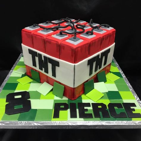 Minecraft Tnt Birthday Cake, Tnt Cupcakes, Minecraft Tnt Cake, Tnt Cake, Minecraft Tnt, Minecraft Birthday Cake, Lincoln Birthday, 8th Birthday Cake, Minecraft Birthday Party