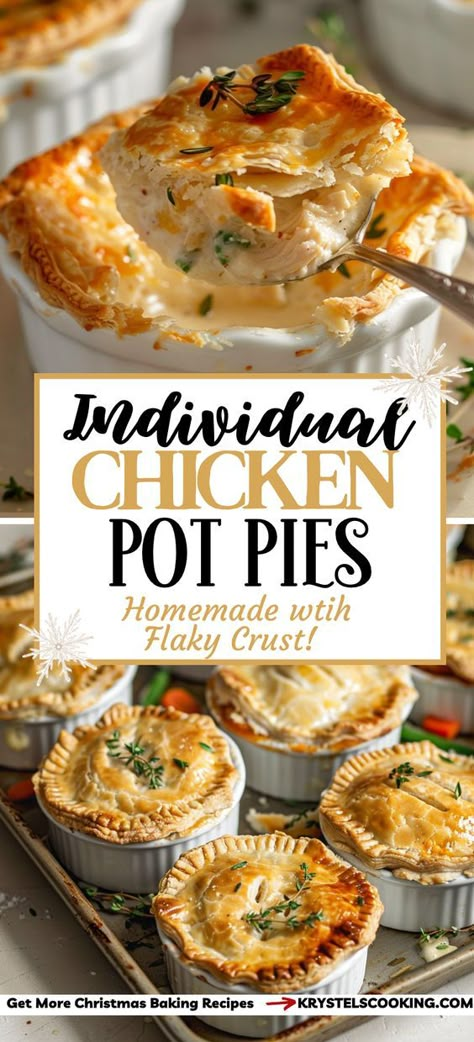 Quick and Easy Chicken Pot Pies: This easy recipe for individual chicken pot pies is perfect for busy weeknights. Homemade goodness in every bite! Best Family Dinner Recipes Main Dishes, Individual Chicken Pot Pie Recipe Puff Pastry, Easy Pie Crust For Chicken Pot Pie, South African Chicken Pie Recipe, Chicken Pot Pie Personal Size, Chicken Pot Pie In Ramekins, Six Sisters Chicken Pot Pie, Homemade Chicken Pot Pie Puff Pastry, Meal Prep Chicken Pot Pie