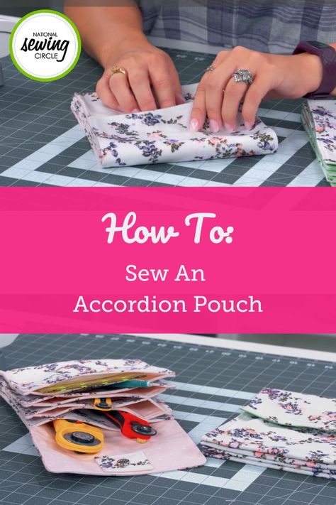 Learn how to sew a pouch using denim, cotton, and a magnetic closure. Seven different pockets create this expandable accordion pouch. Accordian Wallet Pattern, Sew A Pouch, Accordion Pouch Sewing Patterns, Accordion Pocket Pattern, Versatile Bag With Removable Pouch For On-the-go, Groovy Crafts, Granny Square Shrug, Accordion Pouch, Organizing Papers