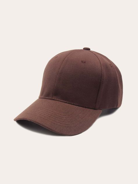 Coffee Brown Casual Collar  Fabric Plain Baseball Cap Embellished  Spring/Fall Men Accessories Plain Baseball Caps, Stylish Caps, Short Men Fashion, Brown Hats, Cap Mens, Mens Boots Fashion, Fashion Mood Board, Mens Fashion Fall, Baseball Caps Mens