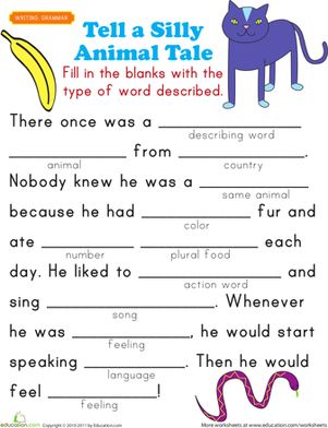 This funny, fill-in-the-blank story lets your first grader get a handle on words, while keeping her entertained. Decoding Worksheets, 2nd Grade Reading Worksheets, Funny Stories For Kids, Describing Words, 2nd Grade Worksheets, English Worksheets For Kids, 2nd Grade Reading, First Grade Reading, Funny Story