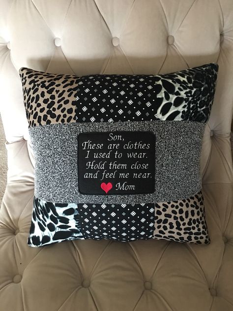 A personal favorite from my Etsy shop https://www.etsy.com/listing/559269859/quilt-pillow-memory-pillow-from-loved Memory Pillow From Shirt, Pillow Memory, Clothing Keepsake, Memory Projects, Memory Pillow, Quilt Pillow, Memory Crafts, Memory Pillows, Patchwork Pillow