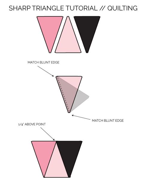 SHARP TRIANGLES // TRIANGLE QUILT Triangle Parting Pattern, How To Sew Triangles Together, How To Sew Triangle Quilt Squares, Sewing Triangles Quilt, Equilateral Triangle Quilt, Triangle Quilt Tutorials, Triangle Template, Triangle Quilt Pattern, Quilting Templates