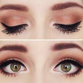 Doe eyes look- how to make eyes look bigger. Brown shadow and black eyeliner Get Long Eyelashes, Pretty Eye Makeup, Make Up Inspiration, Beauty Make-up, Makijaż Smokey Eye, Clothes Outfit, Longer Eyelashes, Hazel Eyes, Makati