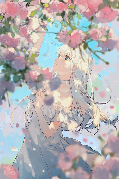 (6) TrNyteal 在 Twitter: "春。 https://t.co/KYhqNAOgVa" / Twitter Fan Art Anime, Anime Flower, Long White Hair, Art Mignon, Japon Illustration, Arte Fantasy, Anime Angel, Monster Hunter, Art Anime