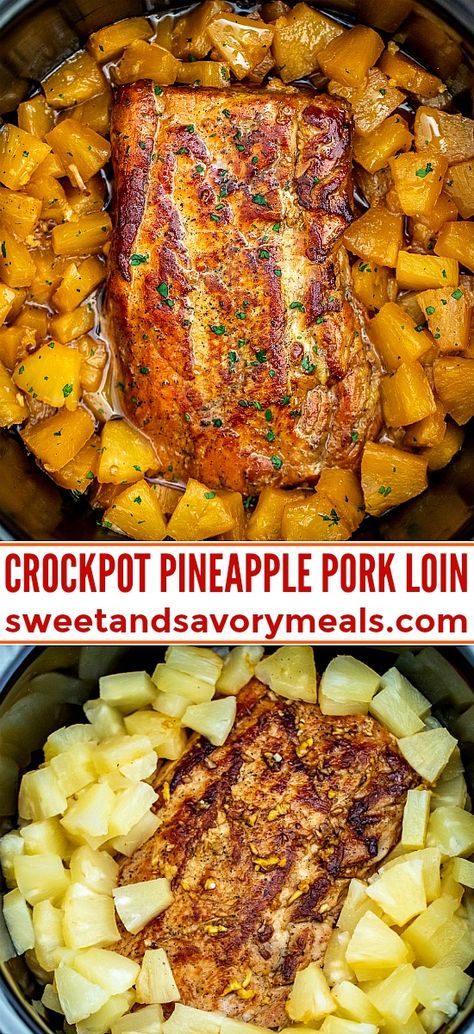 Pineapple Pork Loin, Slow Cooker Pineapple Pork, Pork Loin Crock Pot Recipes, Crockpot Pork Loin, Slow Cooker Pork Loin, Pineapple Pork, Pork Loin Recipes, Crock Pot Recipes, Diner Recept