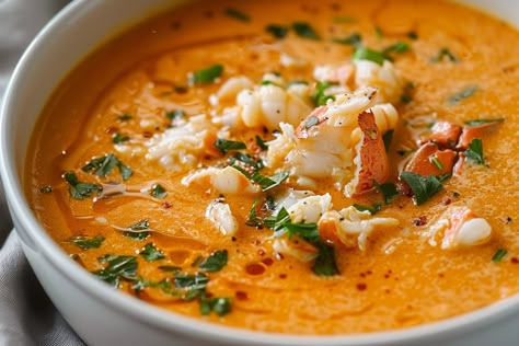 The Best Crab Bisque Leftover Lobster Recipes, Leftover Lobster, Crab Bisque Recipe, Gourmet Comfort Food, Bisque Soup Recipes, Cozy Food, Bisque Soup, Crab Bisque, Seafood Bisque