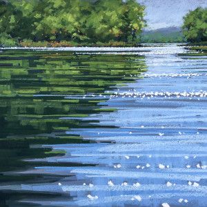 Watercolor And Pastel, Watercolor Water, Lake Painting, Landscape Quilts, Let It Shine, Water Ripples, Water Reflections, Acrylic Painting Tutorials, Water Art