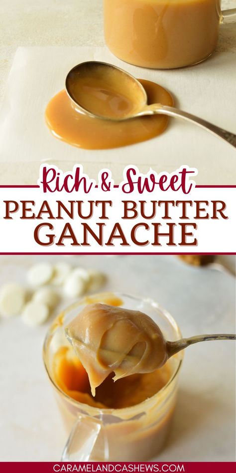 spoonful of peanut butter ganache Peanut Butter Drip Icing, Flavored Ganache Recipe, Peanut Butter Filling For Cake, Pb Ganache, Maple Ganache, Peanut Butter Ganache Recipe, Frosting Without Butter, Ganache Recipes, Peanut Butter Cream Cheese Frosting