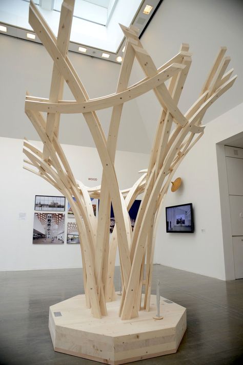 Weaving in innovations: Model of column detail of Centre Pompidou-Metz at 1:5 scale, showing innovative woven timber structure. | JULIAN WORRALL Shigeru Ban Architecture, Tree Structure, Shigeru Ban, Timber Architecture, Bamboo Structure, Bamboo Architecture, Organic Structure, Timber Buildings, Parametric Architecture