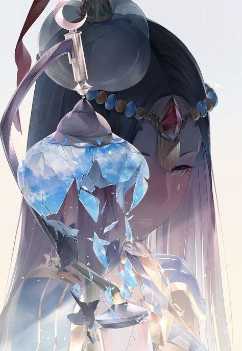 Fuyajou no Caster  - Fate/Grand Order - Image #2239317 - Zerochan Dark Skinned Anime, Fgo Fanart, Inspirational Illustration, Fate Anime Series, Fate Series, Fate Stay Night, Art Website, Caster, Portrait Art