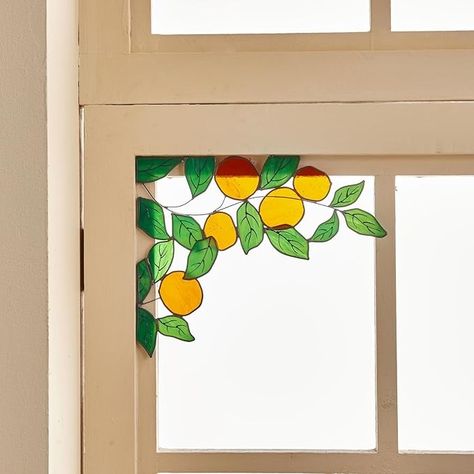 Amazon.com: Stained Glass Orange Tree Corner Accent - Nature-Inspired Home Decor Window Decor New Home Gift Garden Decor(Orange top Left) : Home & Kitchen Tree Corner, Corner Window, Corner Decor, Stained Glass Decor, Stained Glass Window Hanging, Orange Tree, Orange Top, Natural Home Decor, Window Frame