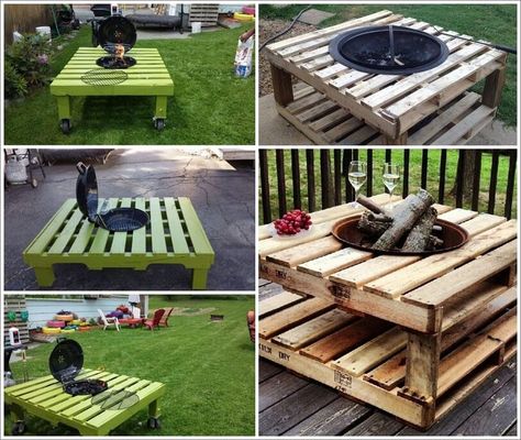 Build a Pallet Fire Pit That Won't Break The Bank 1 Pallet Fire Pit, Fire Pit Plans, Ideas Terraza, Table Palette, Propane Fireplace, Brick Patio, Fire Pit Furniture, Patio Fire Pit, Fire Pit Designs