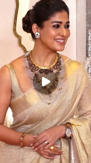 Adorebypriyanka on Instagram: "Let’s recreate @nayanthara traditional look with a triple-neckpiece combo Perfectly paired with this stunning Maheshwari silk saree from Hafsaad @hafsaaddotcom  Inframe - @goopiikaa   #adorebypriyanka #jewellery #adorejewellery #nayanthara #nayantharaa #hafsaad #saree" Stunning Saree Looks, Nayanthara Saree Look, Maheshwari Silk Sarees, Celebrities In Saree, Nayanthara Saree, Nayanthara In Saree, Maheshwari Saree, Paleo Thanksgiving, Most Paused Movie Scenes