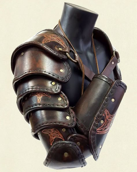 Segmented Arms – Crow Emboss Violet Sorrengail, Viking Metal, Armor Clothing, Medieval Clothes, Shoulder Armor, Leather Armor, Medieval Armor, Medieval Clothing, Character Reference